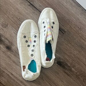Blowfish White Slip-On Shoes with Colorful Accents